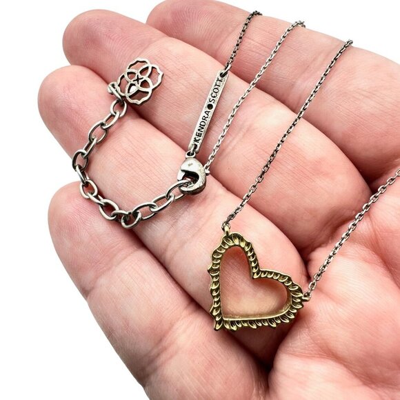 Kendra Scott Necklace Gold & Silver Tone Heart Pendant - Picture 1 of 3